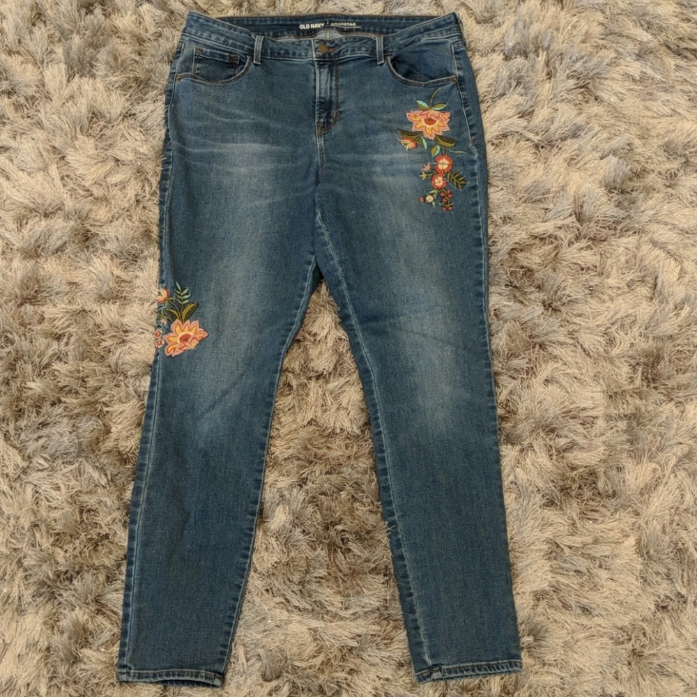 Floral Embroidered Old Navy Jeans